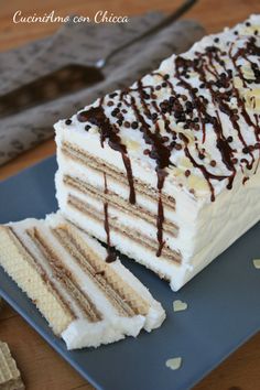 a piece of cake sitting on top of a blue plate