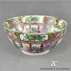 an ornate bowl with colorful designs on it