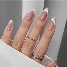 Fancy French Tips, Minimalistic Nails, Nails Medium Almond, Engagement Nails, Eye Nail Art, Velvet Nails, Soft Gel Nails, Press On Nails Medium, Nail Goals