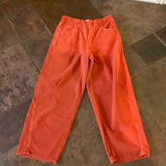 Great Coral Colored Corduroy Jeans By Free People. Button Fly With Elastic In Back. Front & Back Pockets. Size 28. Nwot Corduroy Jeans, Free People Pants, Coral Color, Color Orange, Pant Jumpsuit, Free People, Pants For Women, Coral, Elastic