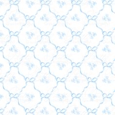 a white and blue wallpaper with an ornate design