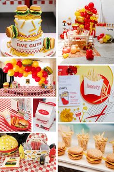 a collage of pictures with food and decorations