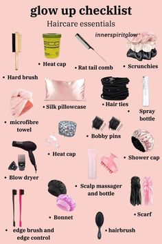 Girls Essentials Products, Glow Up Essentials List, Beauty Supply List, Natural Haircare Routine, Healthy Hair Habits, How To Have Nice Hair, Hair Essentials Products, Glow Up Tips Hair