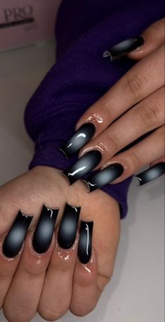 Black Aura Nails, Black Aura, Airbrush Nails, Dope Nail Designs, Doll Collar, Short Square Acrylic Nails, Long Acrylic Nails Coffin, Acrylic Nails Coffin Pink, Long Square Acrylic Nails