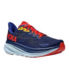 Men's HOKA Clifton 9 Running Shoes | Running at L.L.Bean Dynamic Walking Shoes With Arch Support For Jogging, Low-top Running Shoes With Gel Cushioning For Marathon, Casual Running Shoes With Gel Cushioning For Marathon, Dynamic Slip-on Running Shoes With Air Cushioning, Marathon Running Shoes With Gel Cushioning And Round Toe, Marathon Running Shoes With Gel Cushioning, Comfortable Sports Running Shoes With Arch Support, Casual Running Shoes With Cushioned Footbed For Trail, Dynamic Trail Running Shoes With Arch Support For Jogging