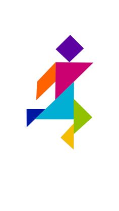 an arrow is shown in the middle of a colorful design on a white background that appears to be made up of multiple colors