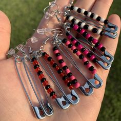 Using a specific mix of hand-selected beads, crystals, and charms, my hand-made jewelry is blessed, charged, and charmed for each specific intention. A prayer is sealed into each set! This bracelet is inspired and based on self-titled album, YUNGBLUD & the YUNGBLUD 2023 World Tour! Each safety pin earring set is 2 inches long on French hooks. The safety pins themselves are zinc-plated metal, the French hooks are silver-plated metal. These earrings have been blessed, charged, and charmed underneath a Scorpio / Sagittarius Waxing Moon. Each set has been charged and charmed to bring the wearer protection and blessings of all kinds! Every order includes one freebie bag filled with candy, crystal, seashells, a handwritten note, and other shop samples! BY PURCHASING THIS ITEM, YOU GUARANTEE THAT Yungblud 2023, Safety Pin Beads, Hex Nut Jewelry, Safety Pin Jewelry Patterns, Reading Prompts, Safety Pin Art, Safety Pin Earring, Eras Bracelets, Pearl Diy