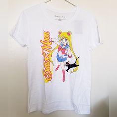 Adorable Sailor Moon & Luna Graphic Stretchy Slightly See Through Oversize Plain On Back Moon Woman, Sailor Moon Luna, Moon Luna, Moon T Shirt, Sailor Moon, Tee Shirt, Short Sleeve Tee, Tee Shirts, Womens Tops