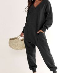 Nwt 100% Rayon S=Us(4-6) Machine Wash Long Sleeves, Dropped Crotch And Two Side Pockets. The Jumpsuit Makes It Perfect For Pajamas Or A Fun Casual Look. Indulge In The Luxurious Feel Of This Romper Crafted From High-Quality, Super Soft, And Comfortable 100% Rayon Fabric. The Lightweight And Stretchy Design Ensures Comfort All Day Long. Solid Color V-neck Jumpsuits And Rompers For Leisure, Casual V-neck Jumpsuit With Relaxed Fit, Relaxed Fit V-neck Jumpsuits And Rompers For Leisure, Casual Relaxed Fit V-neck Jumpsuit, Casual V-neck Relaxed Fit Jumpsuit, Relaxed Fit V-neck Jumpsuits And Rompers For Loungewear, Solid Color V-neck Jumpsuit For Loungewear, Jumpsuit Comfy, Dark Gray Color