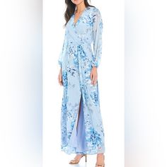 New With Tag. Marina 24w Women’s Plus Size Blue Floral Chiffon Dress. Casual Blue Chiffon Maxi Dress, Blue Long Sleeve Chiffon Dress For Spring, Chic Blue Maxi Length Chiffon Dress, Elegant Daywear Chiffon Maxi Dress, Elegant Maxi Length Chiffon Dress For Daywear, Elegant Light Blue Flowy Dress, Elegant Blue Flowy Chiffon Dress, Elegant Light Blue Chiffon Maxi Dress, Elegant Light Blue Floral Chiffon Dress