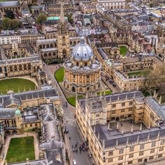 an aerial view of the city and surrounding buildings