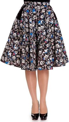 🌊🖤 Dive into vintage vibes with the Hell Bunny Nautical Rockabilly Swing Skirt! Featuring a funky tattoo-style print of sharks, swords, dice, and more, this skirt is perfect for adding a rock 'n' roll twist to your outfit. Complete with a self-fabric waistband, bold black buttons, and pocket flaps, it's all in the details! ⚓💀 #HellBunnySkirt #RockabillyStyle #TattooPrintFashion Rockabilly Skull, Punk Rock Girl, Nautical Tattoo, Rockabilly Pinup, Fur Coat Vintage, Rockabilly Pin Up, Fashion Bug, Rockabilly Fashion