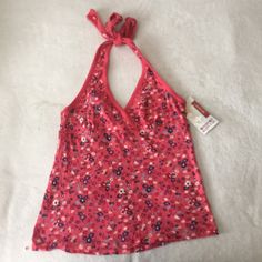 Mossimo Supply Co. Pink Floral Halter Tank. Cute For Summer To Go Swim In A Pool Or For The Beach. Never Used Still With Tag. Size Medium. Stretch Floral Print Top For Beach Season, Stretch Floral Print Beachwear Top, Beach Season Halter Neck Floral Print Top, Halter Neck Floral Print Top For Beach Season, Sublimation Ideas Projects Inspiration, Sublimation Ideas, Normal Clothes, Halter Tank, Womens Swim