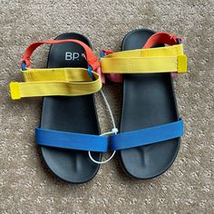 Nwot Bp Sandals From Nordstrom. Size 2. Color Block, Velcro. Nordstrom Synthetic Sandals For Spring, Nordstrom Synthetic Sandals For Summer, Nordstrom Open Toe Summer Sandals, Yellow Sandals For Spring Outdoor Activities, Yellow Sandals For Spring Outdoor, Yellow Sandals For Outdoor Spring Occasions, Yellow Sandals For Outdoor Spring Activities, Yellow Sport Sandals For Spring Outdoor Activities, Yellow Open Toe Sport Sandals For Outdoor