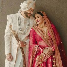 Bride And Groom Indian Wedding Outfit, Groom Indian Wedding Outfits, Bride Reception Dresses, Latest Bridal Lehenga Designs, Groom Pose, Groom Dress Men, Wedding Outfits For Groom