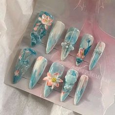 Nail Inspo Kawaii, Winx Club Nails, Genshin Nails, Star Girl Nails, Fairy Nail Art, Asia Nails, Nails Star, Nails Coquette, Y2k Nail