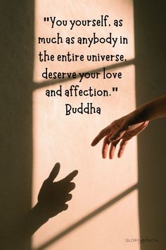 two hands reaching towards each other in front of a window with the words you yourself, as much as anybody in the entire universe observe