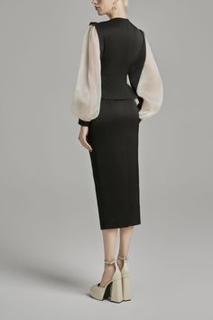 Chanel Top, Pencil Silhouette, Class And Elegance, Bishop Sleeve, Lunar New, Cuff Sleeves, Exquisite Design, Online Fashion, Round Neckline