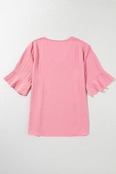 Step up your fashion game with our elegant Ruffled Half Sleeve V Neck Textured Plus Top. The chic design, combined with a flattering fit, makes it perfect for both casual and formal events. Stay on trend with the latest fashion designs in this beautiful top that's perfect for any occasion.Plus Size Blouses & Shirts Material: 97%Polyester+3%Elastane Pattern: solid Neckline: V Neck Occasion: Daily Color: Peach Blossom Style: casual Sleeve Length: short sleeve Silhouette: Shift Details: Decoration Two Piece Set Pants, Half Sleeve Blouse, Peach Blossom, Evening Dresses Plus Size, Latest Fashion Design, Versatile Wardrobe, Maxi Dress Cocktail, Peach Blossoms, Maxi Dress Formal