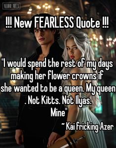 a man and woman standing next to each other with the caption new fearless quote