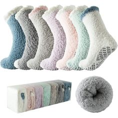 Stay warm and stylish this winter with our Pack of 7 Fuzzy Socks for Women with Grips. These cozy socks feature a non-slip design and are perfect for indoor wear or holiday festivities. The stretchy fit ensures a comfortable and secure fit, making them an ideal gift choice too!Cozy and plush socks to keep your feet warm during winter. Ideal for indoor wear or Christmas wear. Gripping rubber treads design for non-slip safety. Higher top design to provide extra warmth for your feet. Soft and stret Gifts For People Going Through Chemo, Chemo Care Package For Women, Winter Socks Cozy, Sleep Socks, Hospital Socks, Chemo Care Package, Chemo Care, Chemo Gifts, Christmas Wear