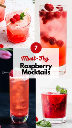 Raspberry Mocktails Drinks With Raspberry Syrup, Mocktails Pomegranate, Mocktail Raspberry, Raspberry Mocktails, Raspberry Mocktail Non Alcoholic, Raspberry Rose Poppi Drink, Raspberry Drinks Nonalcoholic, Non Alcoholic Shots, Raspberry Mocktail Recipe