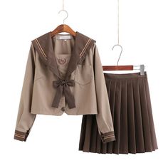 Brown Uniform School, Brown Uniform Aesthetic, Brown School Uniform, Brown Uniform, Medieval Outfits, Winter Dance Dresses, Roleplay Ideas, School Uniform Skirts, Japanese Uniform