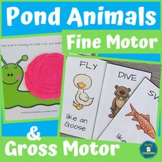 the pond animals fine motor and gross motor activities are great for kids to learn how to read