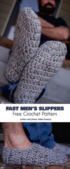 crochet adult slippers pattern for men's chunk slippers