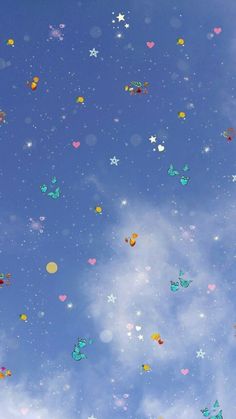 the sky is filled with many different colored butterflies