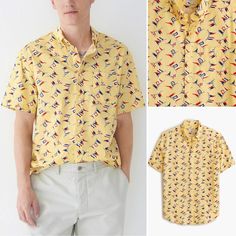 - J. Crew Men’s Button Down Poplin Shirt - Secret Wash Cotton - Short Sleeves - Pocket Chest - Classic Fit - Color: Nautica Flag Yellow - Smoke And Pet Free Storage - New With Tags - Size L (Please Check And Verify Measurements Before Ordering) - 23.5” Pit To Pit Laying Flat - 28.5” Shoulder To Hem Bundle Sale! Buy 2 Or More Items Receive 10% Discount And Pay A Single Shipping! - First Purchase? Use My Code And Enjoy $10 Off - Code: Carmoda - Fast Shipping! Priority Mail Preppy Summer Shirt With Buttons, Preppy Summer Button-up Shirt, Preppy Collared Shirt For Summer, Preppy Button Closure Summer Shirt, Madras Shirt, Mens Tailor, Button Up Shirt Mens, Button Down Shirt Mens, J Crew Men