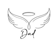 the word dad with wings and an angel above it