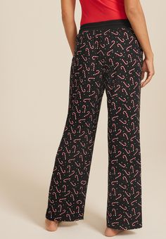 Candy Cane Hacci Wide Leg Pajama Pants - Materials & Care:imported - 95.5% polyester 4.5% spandex - machine wash New Jeans Top, Wide Leg Pajama Pants, Maternity Pajamas, Skirt Crop, Maurices Jeans, Curvy Jeans, Maternity Shops, Shoes With Jeans, Plus Dresses