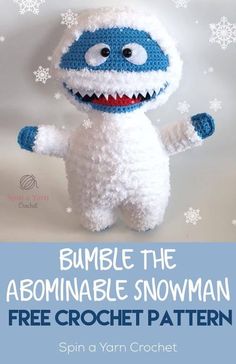 a crocheted stuffed animal with snowflakes on it