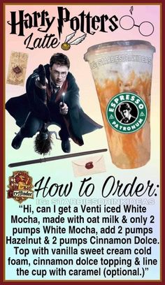 an advertisement for harry potter's coffee drink