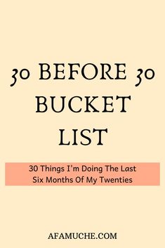 the title for 30 before 30 bucket list