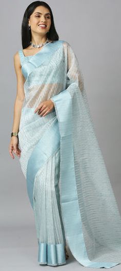 Blue color Saree in Organza Silk fabric with Sequence work Blue Chanderi Blouse Piece For Party, Festive Light Blue Self Design Blouse Piece, Blue Cotton Silk Blouse Piece With Sheer Dupatta, Blue Cutdana Blouse Piece, Blue Cotton Silk Saree With Self Design, Blue Cotton Silk Blouse Piece For Festive Occasions, Festive Blue Cotton Silk Blouse Piece, Elegant Blue Cotton Silk Blouse Piece, Blue Self Design Cotton Silk Saree