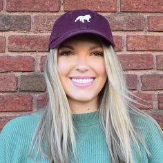 Maroon Bulldog Silhouette Hat - TheMississippiGiftCompany.com Fan Gear Visor Hat, One Size Fits Most, Fan Gear Cap Hat, Sports Fan Cap One Size Fits Most, Casual Adjustable Fitted Hat, Sports Fan Cap Hat One Size Fits Most, Team-colored Cotton Baseball Cap For Game Day, Collegiate Team-colored Cotton Baseball Cap, Game Day Cotton Baseball Cap In Team Colors, Team-colored Cotton Hats With Curved Brim