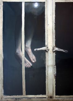 an image of a person's feet through the window