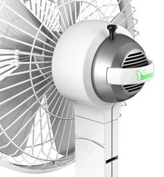 a white fan with the word blimp on it's blade is shown in front of a white background