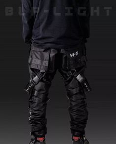 Men's Black Streetwear Techwear Heavy Cargo Trouser Pants H-G B.L.P-LIGHT/RED | eBay Cyberpunk Streetwear Bottoms With Cargo Pockets, Cyberpunk Cargo Bottoms For Streetwear, Cyberpunk Baggy Bottoms For Streetwear, Baggy Cyberpunk Bottoms For Streetwear, Urban Streetwear Pants With Reflective Details, Fitted Cargo Pants With Tapered Leg For Streetwear, Fitted Tapered Leg Streetwear Bottoms, Combat Style Full Length Bottoms For Streetwear, Cyberpunk Style Baggy Black Bottoms