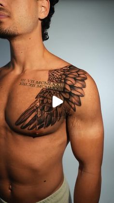 a man with an eagle tattoo on his chest