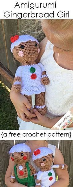 there are two pictures of a crocheted teddy bear and another photo of a stuffed animal