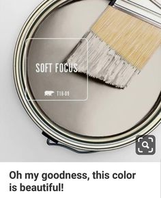 a paint can with a brush in it and the caption says, soft focus oh my goodness, this color is beautiful