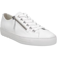 Women Us Sizes Listed An Angled Zipper Traces The Vamp Of This Luxury Leather Sneaker With A Cushioned Footbed And Soft Terry-Cloth Lining For All-Day Comfort. 1 1/4" Platform (Size 10.5) Cushioned Insole Leather Upper And Lining/Synthetic Sole Color: White Leather Brand New In Box Fits True To Size, Order Your Normal Us Size Round Toe Made In Austria Luxury White-sole Platform Sneakers In Synthetic, White Platform Sneakers, Paul Green Shoes, Black Leather Sneakers, Top Sneakers Women, Studded Heels, White Sneakers Women, Print Sneakers, Paul Green