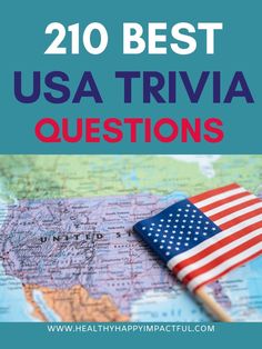 an american flag on top of a map with the words, 20 best usa trivia questions