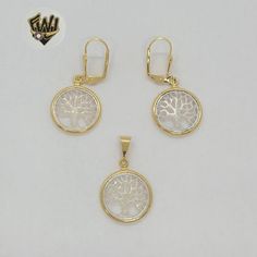 (1-6340) Gold Laminate - Tree of Life Set - BGF - Fantasy World Jewelry Brazilian Gold, Set Earrings, Gold Overlay, Pendant Set, Tree Of Life, Laminate, Gold Filled, 18k Gold, Gold Necklace