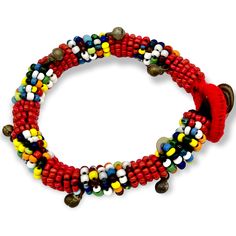 This beautiful bracelet can be worn on its own or layered with some of your other favorite pieces. It adds a pop of color to any outfit. Details: Push button clasp. Size: length of beaded portion: ~ 7.25" (18 cm), end to end: 8" (20 cm), widest portion ~1/4" (0.6 cm) Material: seed beads with brass accents and button clasp Casual Festival Jewelry With Large Beads, Casual Large Beads Jewelry For Festival, Colorful Round Beads Wrap Bracelet For Festivals, Colorful Beads Wrap Bracelet For Festivals, Multicolor Heishi Beads Bohemian Friendship Bracelets, Multicolor Hand-strung Wrap Bracelet For Festival, Bohemian Multicolor Heishi Beads Friendship Bracelets, Festival Bracelets With Tiny Beads, Colorful Beaded Bohemian Friendship Bracelets