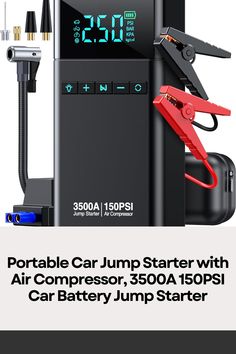 Portable Car Jump Starter with Air Compressor, 3500A 150PSI Car Battery Jump Starter Battery Pack (All Gas/10L Diesel), 12V Car Jump Box Car Battery Jumper Starter, Large LCD Display, 2 Lights Jump A Car Battery, Box Car, Car Battery, Air Compressor, Battery Pack, Compressor, Jumper