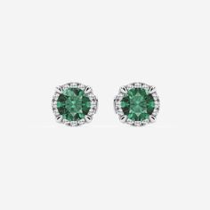 EAGTXE05936R-EM-GW4 Earrings Platinum, Emerald Studs, Halo Stud Earrings, Halo Earrings Studs, Arm Candy, Lab Grown, Lab Grown Diamonds, Jewelry Pieces, Halo